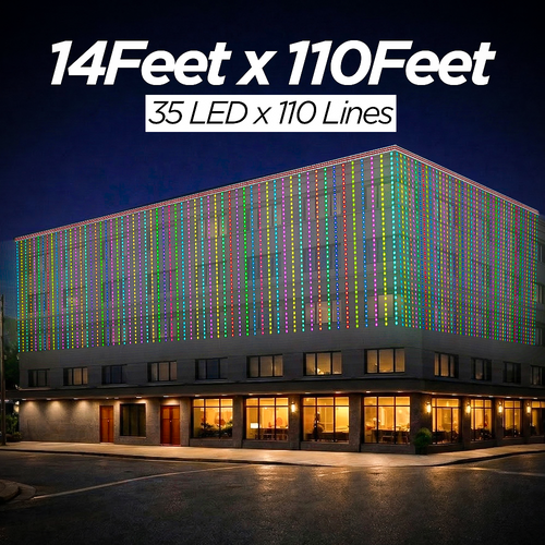 14 Feet × 110 Feet Pixel LED Toran & Building Lights – Wedding Decoration Setup