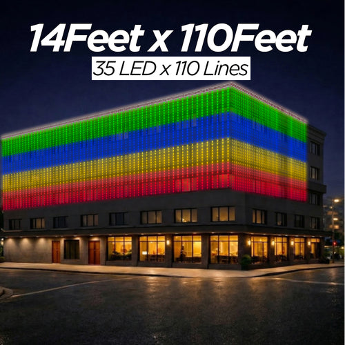 14 Feet × 110 Feet Pixel LED Toran & Building Lights – Wedding Decoration Setup