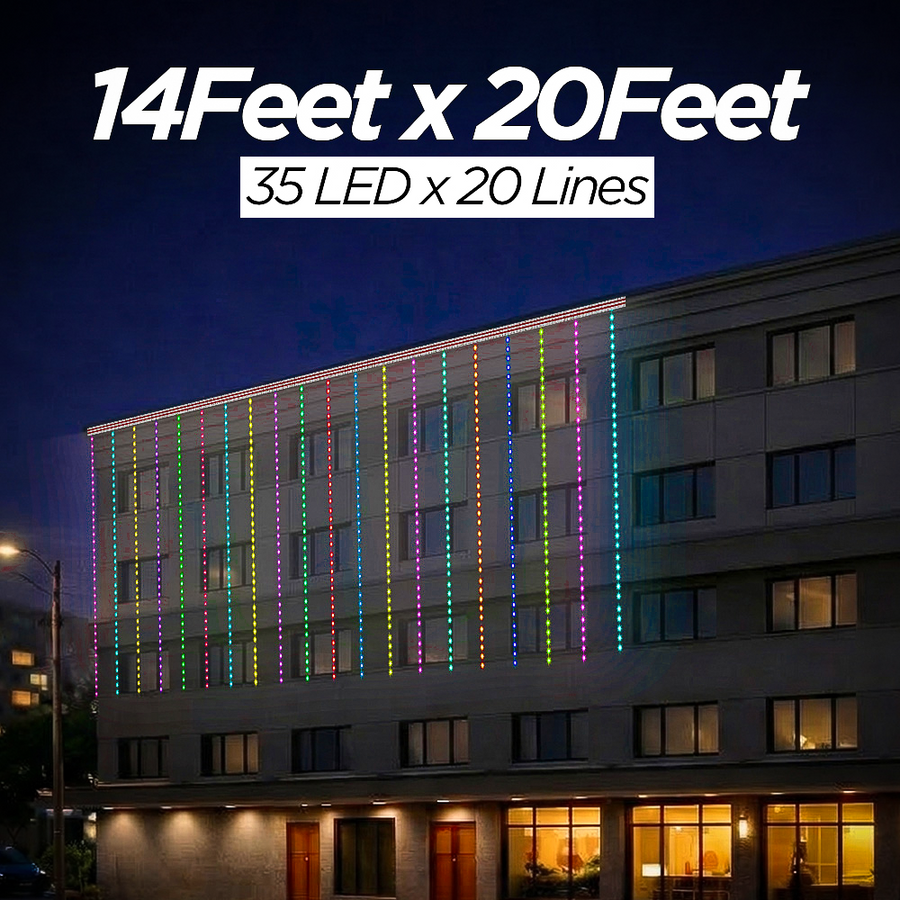 14 Feet × 20 Feet Pixel LED Toran & Building Lights – Wedding Decoration Setup