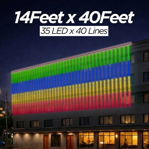 14 Feet × 40 Feet Pixel LED Toran & Building Lights – Wedding Decoration Setup