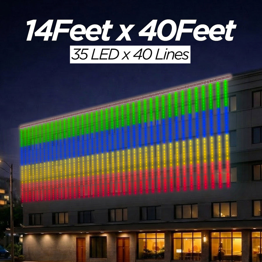 14 Feet × 40 Feet Pixel LED Toran & Building Lights – Wedding Decoration Setup