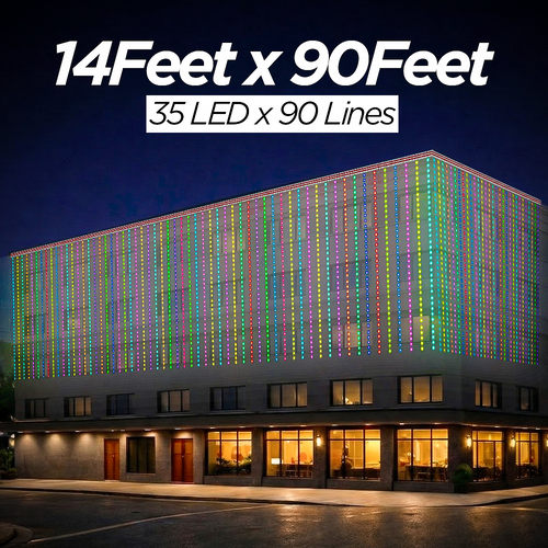 14 Feet × 90 Feet Pixel LED Toran & Building Lights – Wedding Decoration Setup