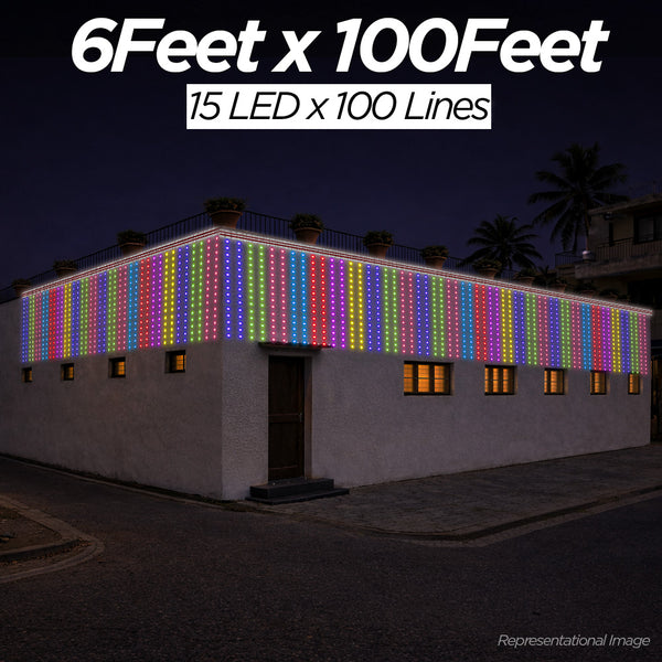 6 Feet × 100 Feet Pixel LED Toran & Building Lights – Wedding Decoration Setup