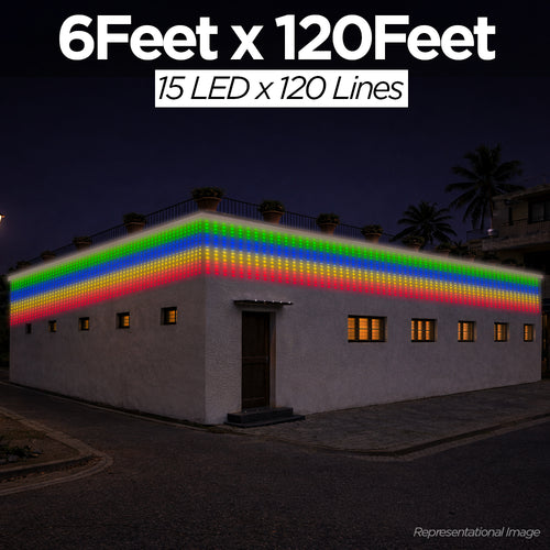 6 Feet × 120 Feet Pixel LED Toran & Building Lights – Wedding Decoration Setup