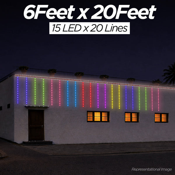 6 Feet × 20 Feet Pixel LED Toran & Building Lights – Wedding Decoration Setup