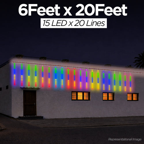 6 Feet × 20 Feet Pixel LED Toran & Building Lights – Wedding Decoration Setup