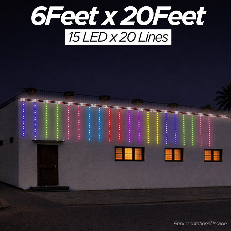 6 Feet × 20 Feet Pixel LED Toran & Building Lights – Wedding Decoration Setup