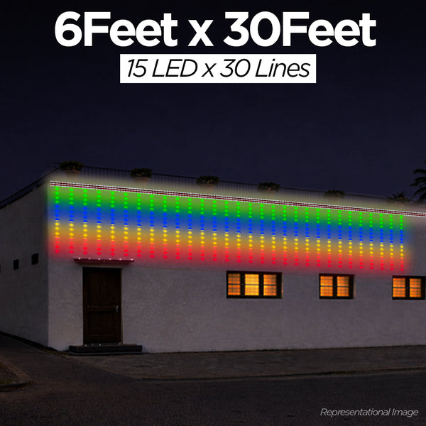 6 Feet × 30 Feet Pixel LED Toran & Building Lights – Wedding Decoration Setup