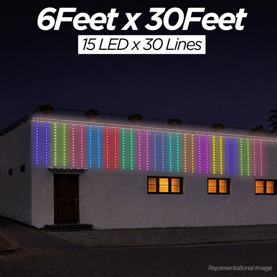 6 Feet × 30 Feet Pixel LED Toran & Building Lights – Wedding Decoration Setup