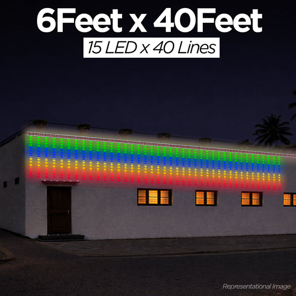 6 Feet × 40 Feet Pixel LED Toran & Building Lights – Wedding Decoration Setup