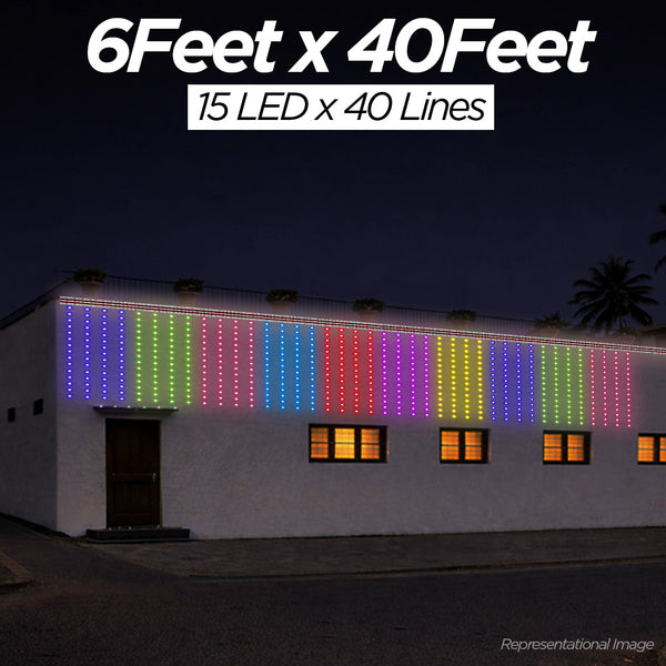 6 Feet × 40 Feet Pixel LED Toran & Building Lights – Wedding Decoration Setup