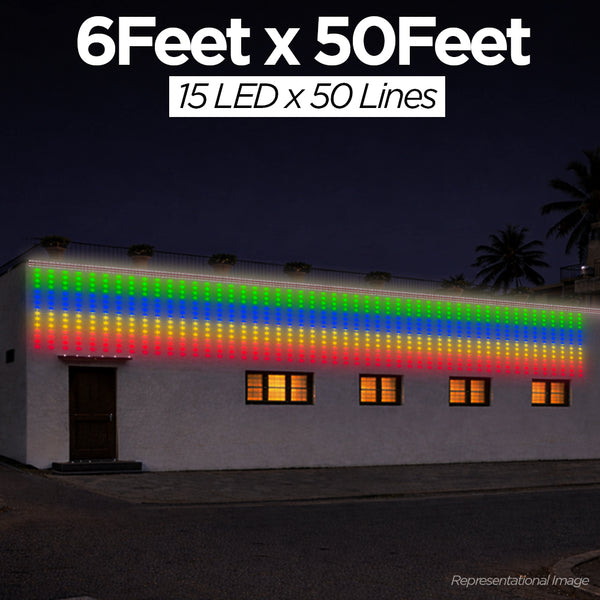 6 Feet × 50 Feet Pixel LED Toran & Building Lights – Wedding Decoration Setup