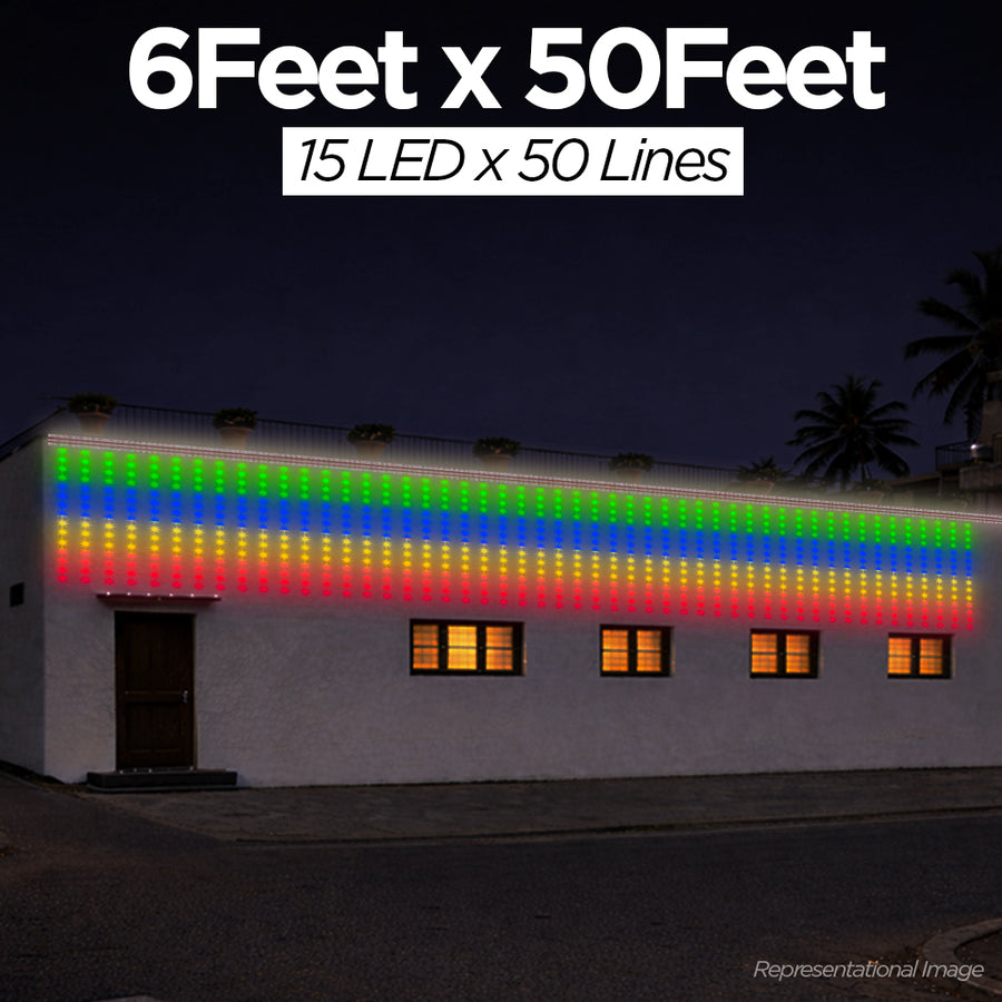 6 Feet × 50 Feet Pixel LED Toran & Building Lights – Wedding Decoration Setup