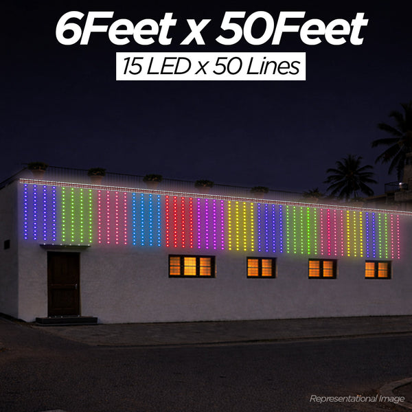 6 Feet × 50 Feet Pixel LED Toran & Building Lights – Wedding Decoration Setup