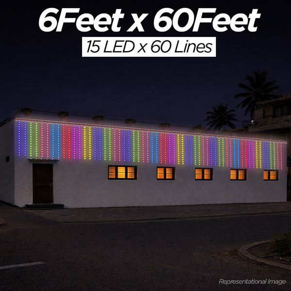 6 Feet × 60 Feet Pixel LED Toran & Building Lights – Wedding Decoration Setup