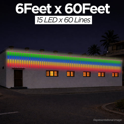 6 Feet × 60 Feet Pixel LED Toran & Building Lights – Wedding Decoration Setup