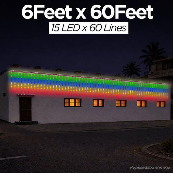 6 Feet × 60 Feet Pixel LED Toran & Building Lights – Wedding Decoration Setup