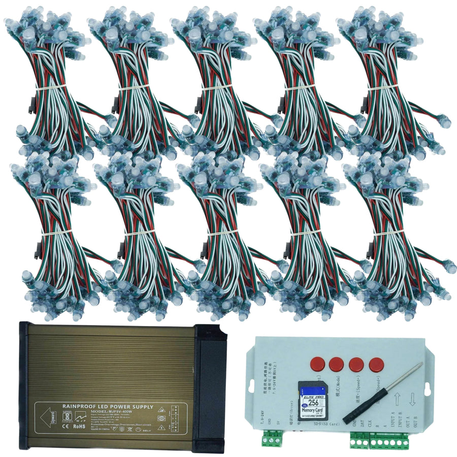 Pixel LED Starter Pack 10 Pixel Combo with 80A SMPS & T1000S Controller | Ready to Use Setup