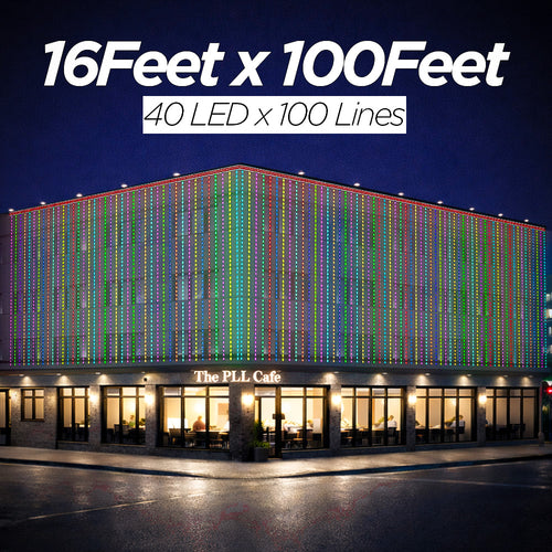 16 Feet × 100 Feet Pixel LED Toran & Building Lights – Wedding Decoration Setup