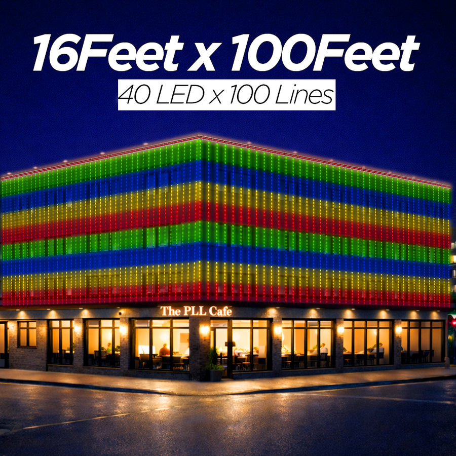 16 Feet × 100 Feet Pixel LED Toran & Building Lights – Wedding Decoration Setup