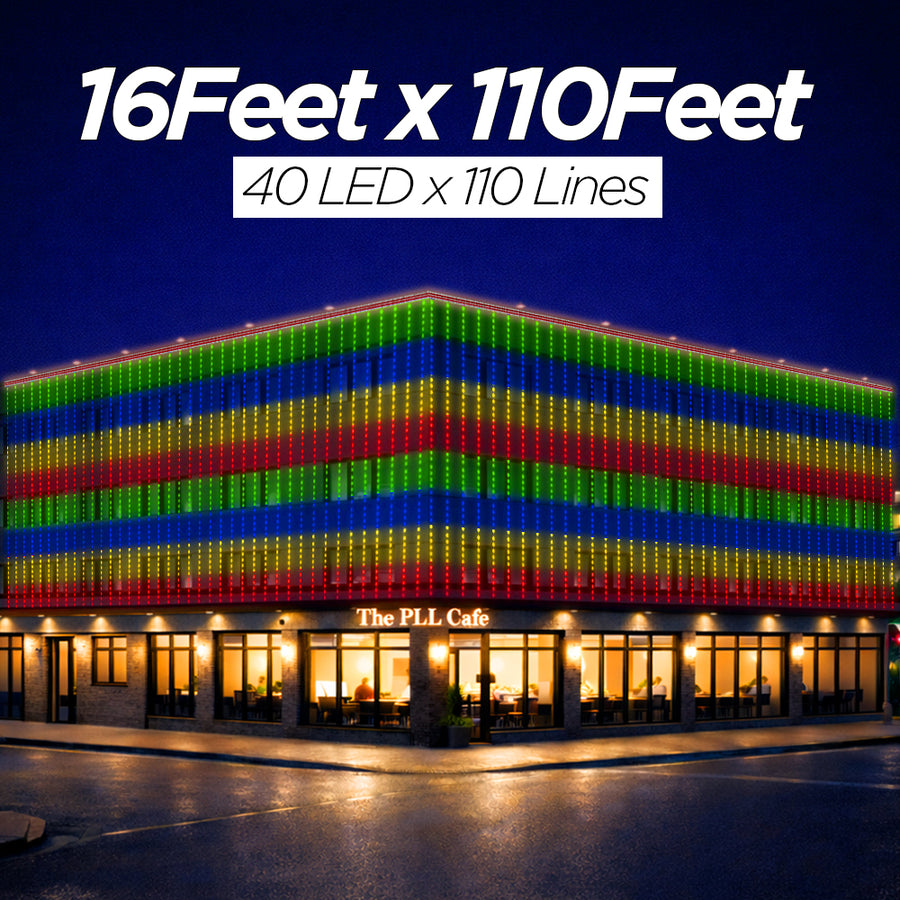 16 Feet × 110 Feet Pixel LED Toran & Building Lights – Wedding Decoration Setup