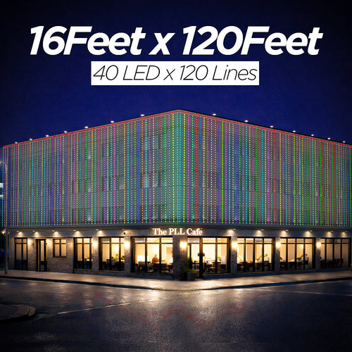 16 Feet × 120 Feet Pixel LED Toran & Building Lights – Wedding Decoration Setup