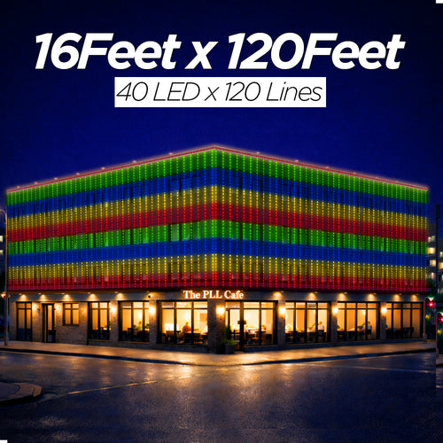 16 Feet × 120 Feet Pixel LED Toran & Building Lights – Wedding Decoration Setup
