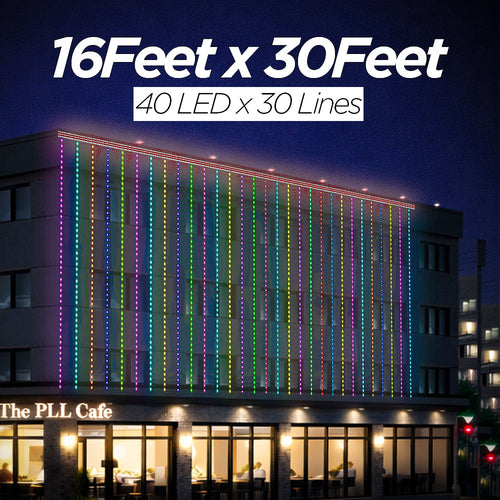 16 Feet × 30 Feet Pixel LED Toran & Building Lights – Wedding Decoration Setup
