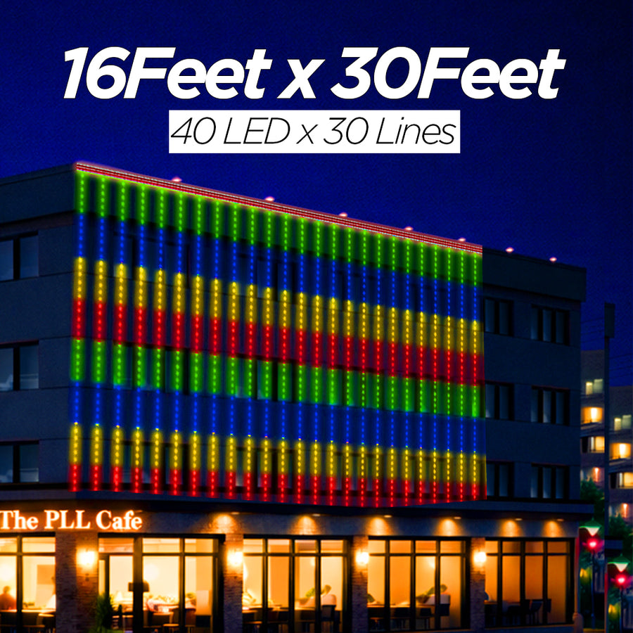 16 Feet × 30 Feet Pixel LED Toran & Building Lights – Wedding Decoration Setup