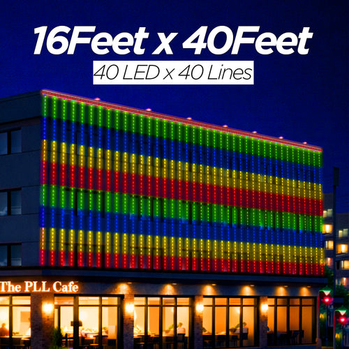 16 Feet × 40 Feet Pixel LED Toran & Building Lights – Wedding Decoration Setup
