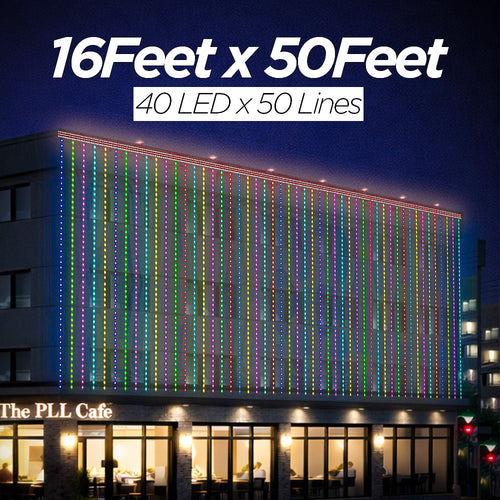 16 Feet × 50 Feet Pixel LED Toran & Building Lights – Wedding Decoration Setup