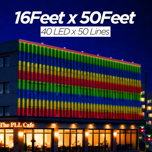 16 Feet × 50 Feet Pixel LED Toran & Building Lights – Wedding Decoration Setup