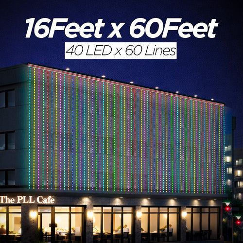 16 Feet × 60 Feet Pixel LED Toran & Building Lights – Wedding Decoration Setup