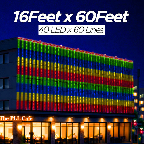 16 Feet × 60 Feet Pixel LED Toran & Building Lights – Wedding Decoration Setup