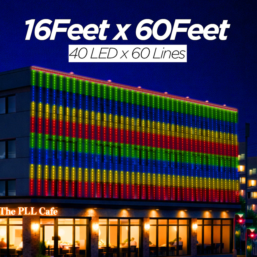 16 Feet × 60 Feet Pixel LED Toran & Building Lights – Wedding Decoration Setup
