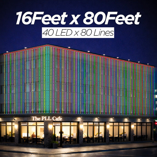 16 Feet × 80 Feet Pixel LED Toran & Building Lights – Wedding Decoration Setup