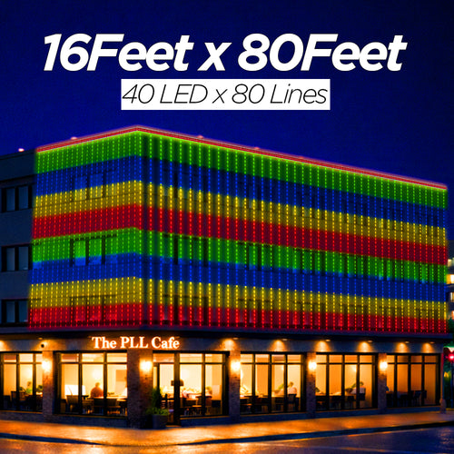 16 Feet × 80 Feet Pixel LED Toran & Building Lights – Wedding Decoration Setup