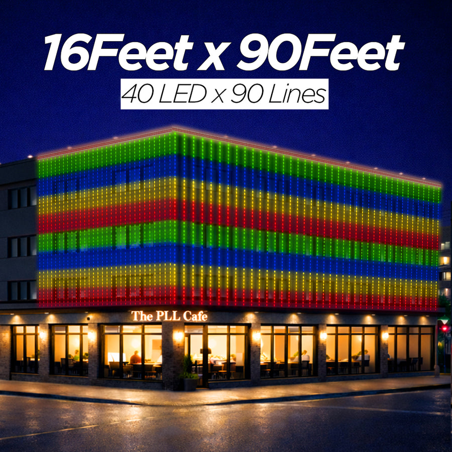 16 Feet × 90 Feet Pixel LED Toran & Building Lights – Wedding Decoration Setup