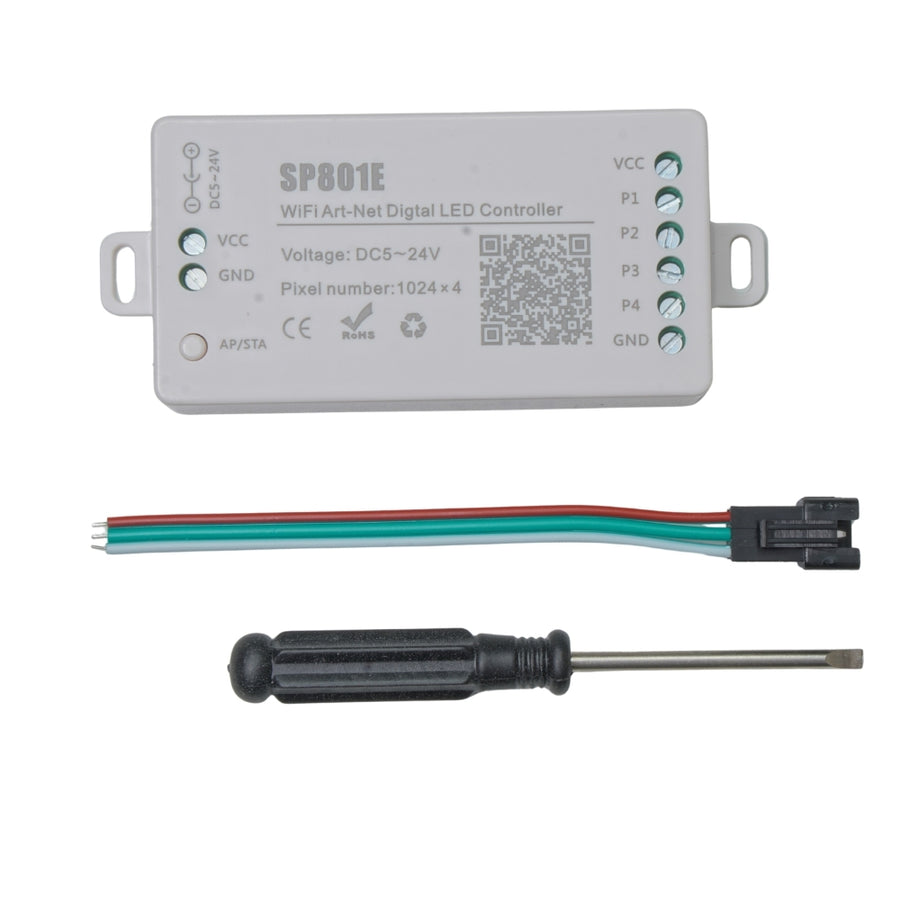 SP801E WiFi Pixel LED Controller - Supports 2048 Pixels, BanlanX App Control (DC 5V-24V)
