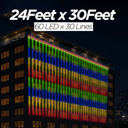 24 Feet × 30 Feet Pixel LED Toran & Building Lights – Wedding Decoration Setup