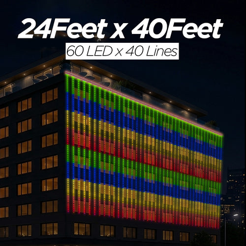 24 Feet × 40 Feet Pixel LED Toran & Building Lights – Wedding Decoration Setup