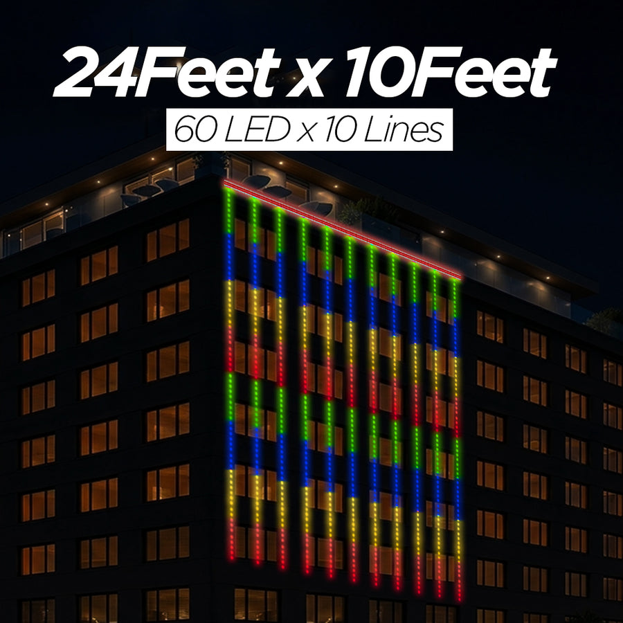 24 Feet × 10 Feet Pixel LED Toran & Building Lights – Wedding Decoration Setup