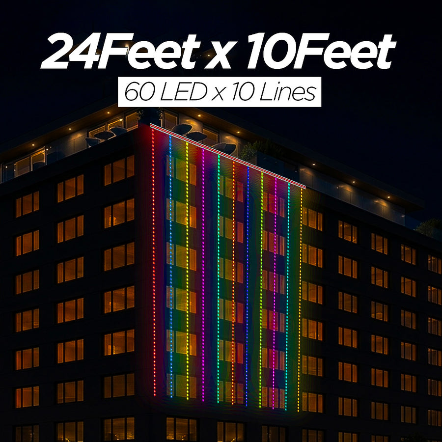 24 Feet × 10 Feet Pixel LED Toran & Building Lights – Wedding Decoration Setup
