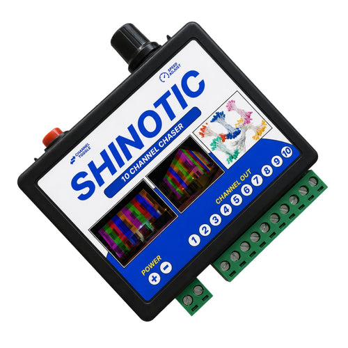 12V 10 Channel Chaser Speed Controller - 500 LED/Channel, Plastic Box (Latest Technology)