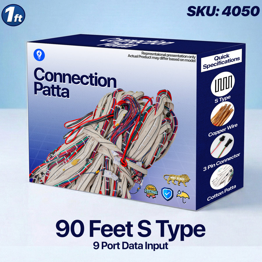 90 Feet 9-Port Pixel LED Connection Patta – Works with Dual T8000 Controller Setup