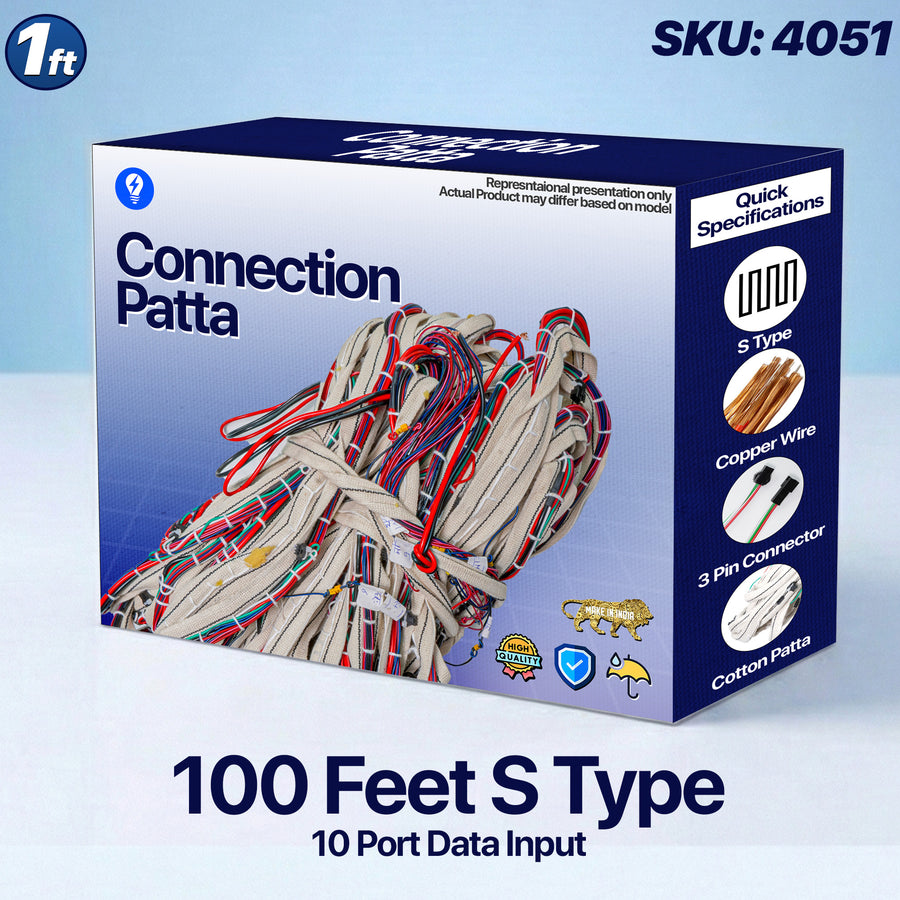 100 Feet 10-Port Pixel LED Connection Patta – Works with Dual T8000 Controller Setup