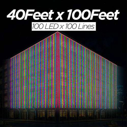 40 Feet × 100 Feet Pixel LED Toran & Building Lights – Wedding Decoration Setup
