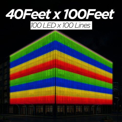 40 Feet × 100 Feet Pixel LED Toran & Building Lights – Wedding Decoration Setup