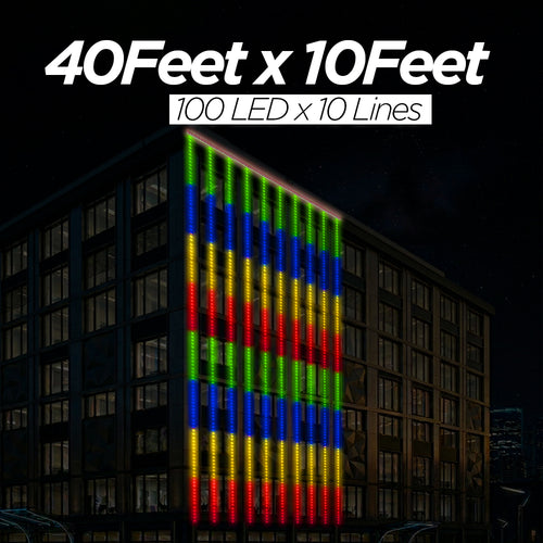 40 Feet × 10 Feet Pixel LED Toran & Building Lights – Wedding Decoration Setup