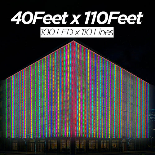 40 Feet × 110 Feet Pixel LED Toran & Building Lights – Wedding Decoration Setup